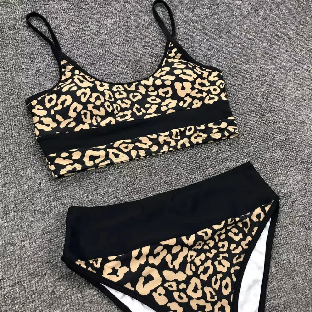 New Golden Leopard Highwaisted Bikini Set Swimsuit - Picture 7 of 7